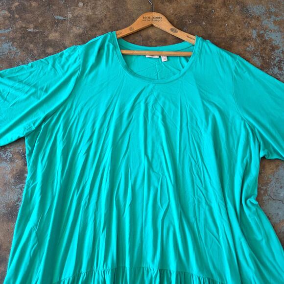 LOGO Lori Goldstein Elbow Sleeve Dress Plus Size 5XP New Cozumel Green Rayon - Picture 3 of 10